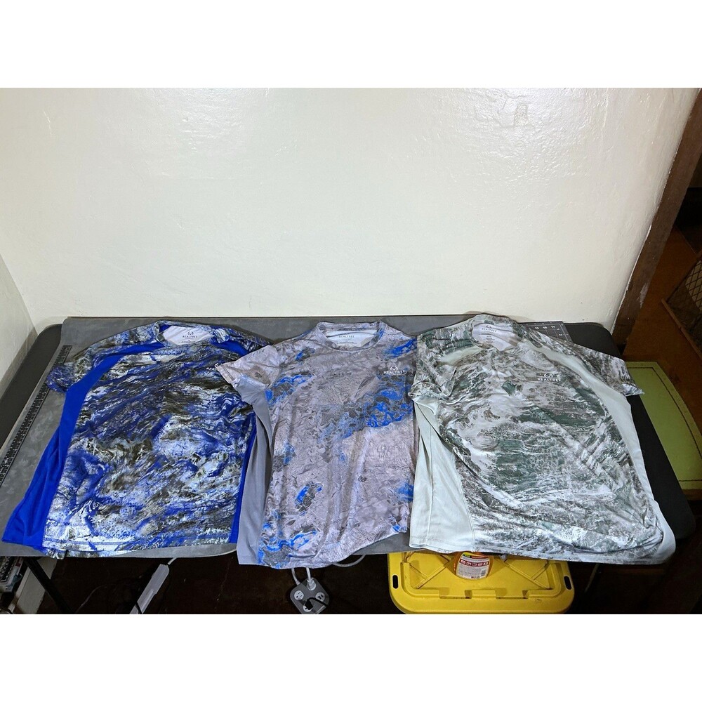 Realtree Fishing Lot 3 2XL Long Sleeve Camo Performance Shirts Breathable